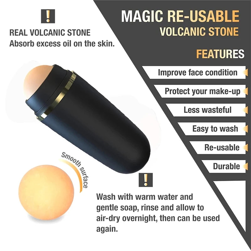 New Face Oil Absorbing Roller Skin Care Tool Volcanic Stone Oil Absorber Washable Facial Oil Removing Care Skin Makeup Tool