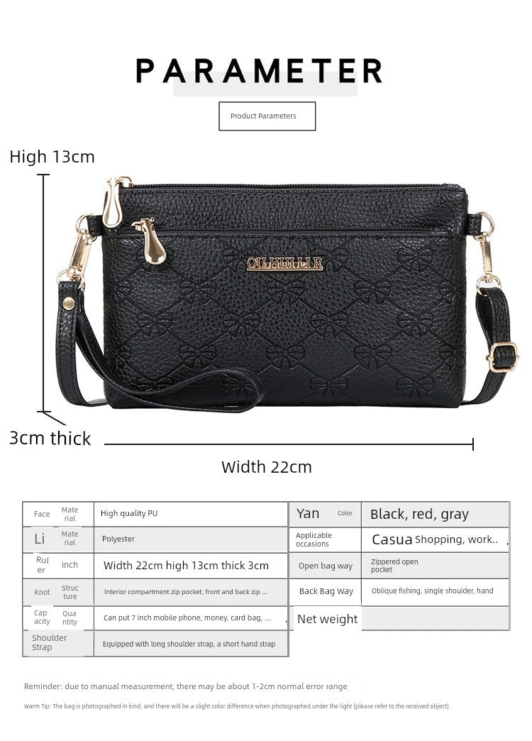 Women's Bag New Shoulder Bag Soft Leather Phone Bag Fashion Crossbody Bag Women's Simple Clutch K-style Women's Small Square Bag