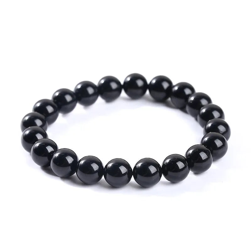 JD Natural Stone 7A Black Tourmaline Bead Bracelets Women Healing Crystals Chakra Yoga Meditation Jewelry Schorl Strand Bangles