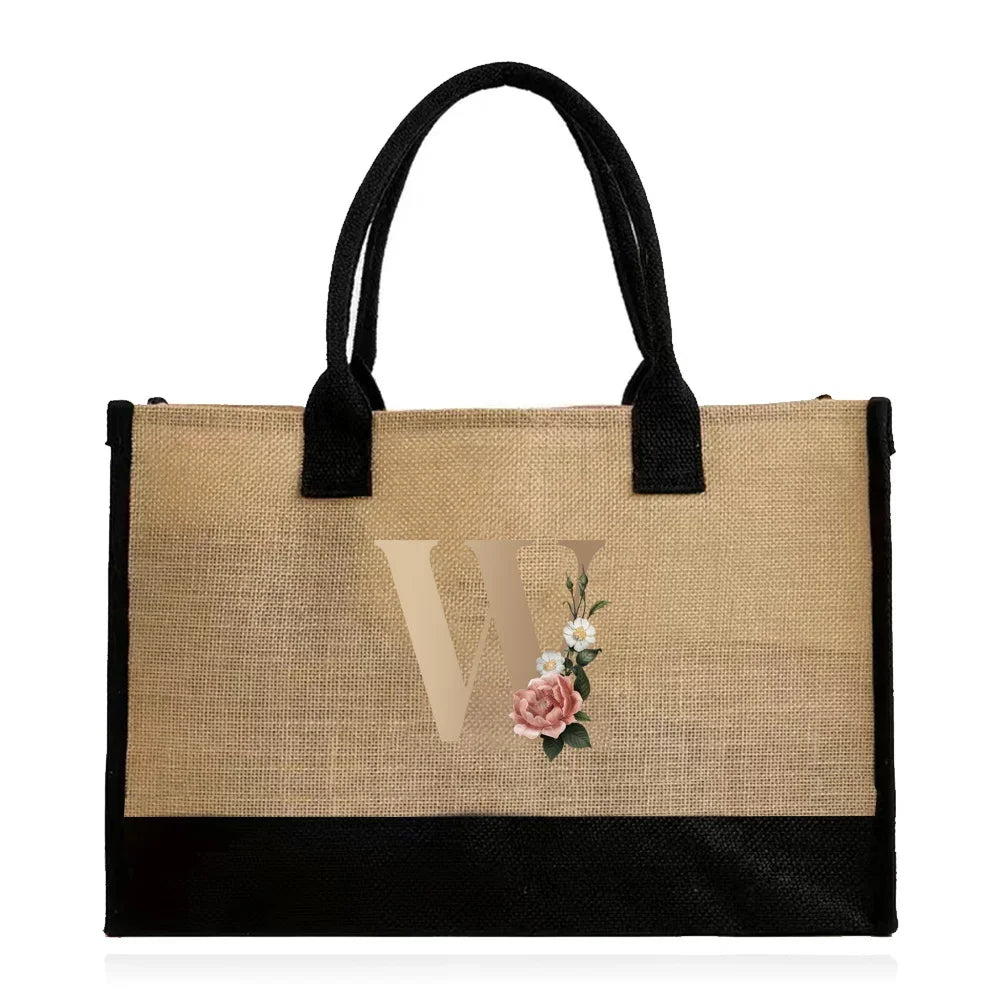 letter w canvas tote bag