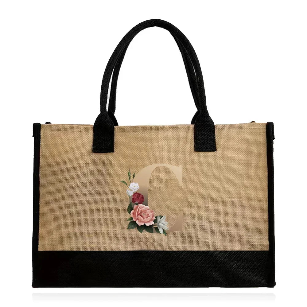 letter C canvas tote bag