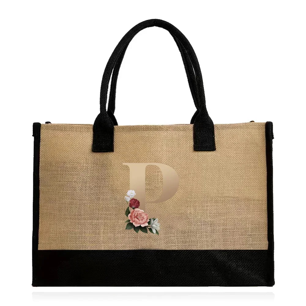 letter p canvas tote bag