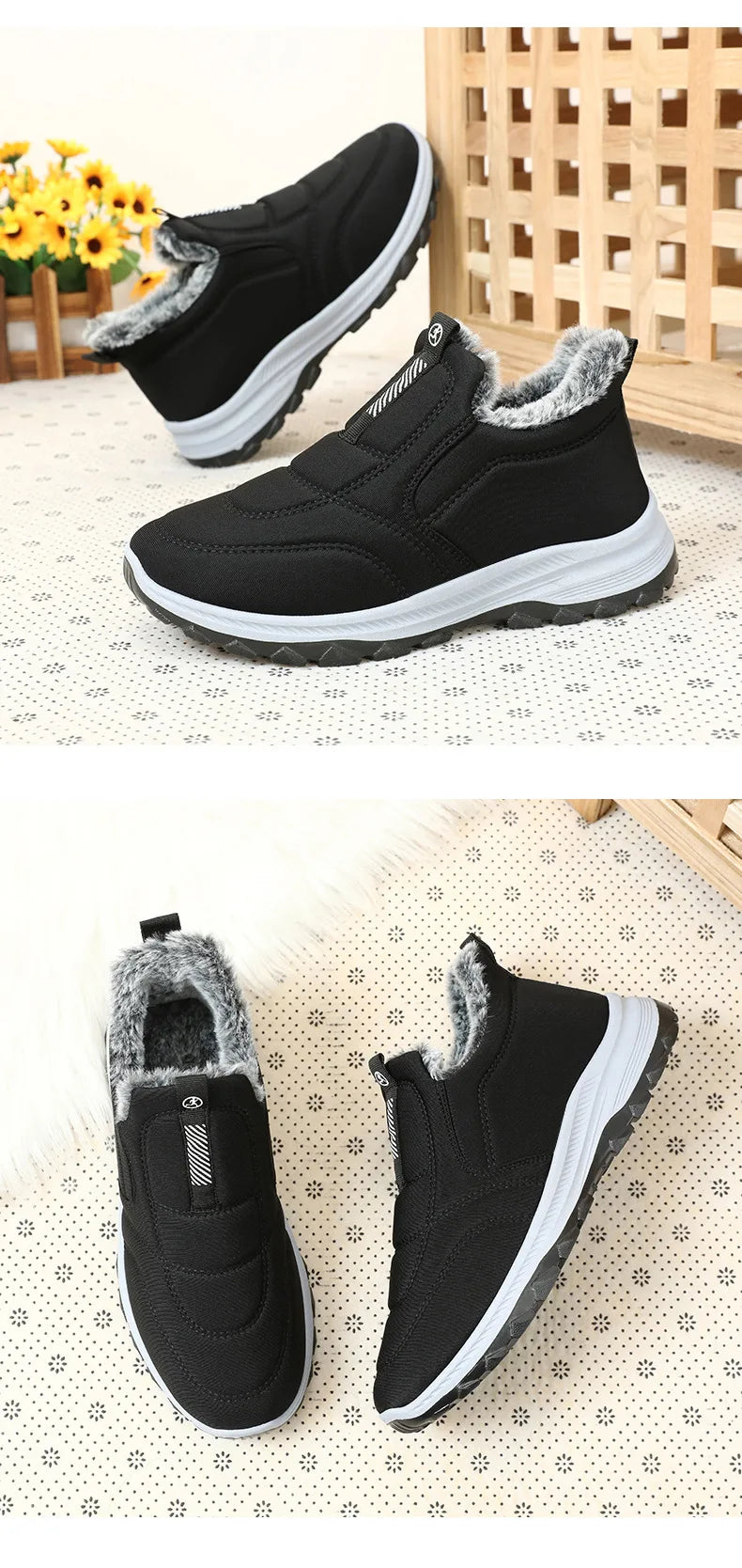 Women's Winter Slip On Walking Shoes Fashion Lightweight Running Shoes For Women Workout Warm Casual Non Slip Sneakers