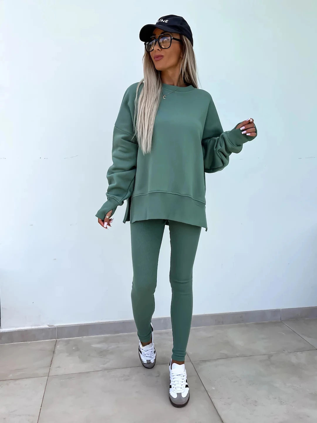 New in Women Tracksuit 2 Piece Sets Autumn Casual Oversized Sweatshirts Slit Fitness Slim High Waist Leggings Hoodie Set Female