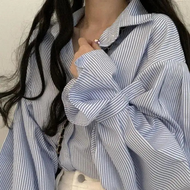 Women's Shirt and Blouse White Dress Shirts Loose Office Outfits Wear To Work Formal Female Tops Full Long Sleeve Button Up Cool