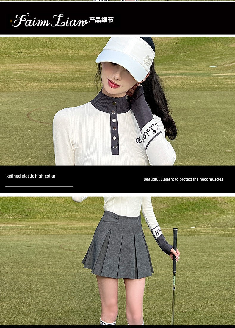 South Korea FL Golf Clothing Women's Suit Summer Autumn and Winter Long-Sleeved Shirt Pleated Skirt Silm Golf Women's Clothing