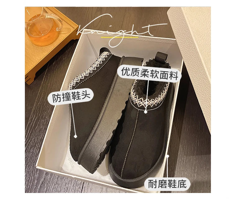 New Snow Boots Women Chelsea Ankle Winter Cotton Shoes Brand Fur Short Warm Comfortable Slipper Platform Shoes Flip Flops Botas