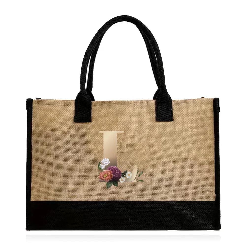 letter L canvas tote bag