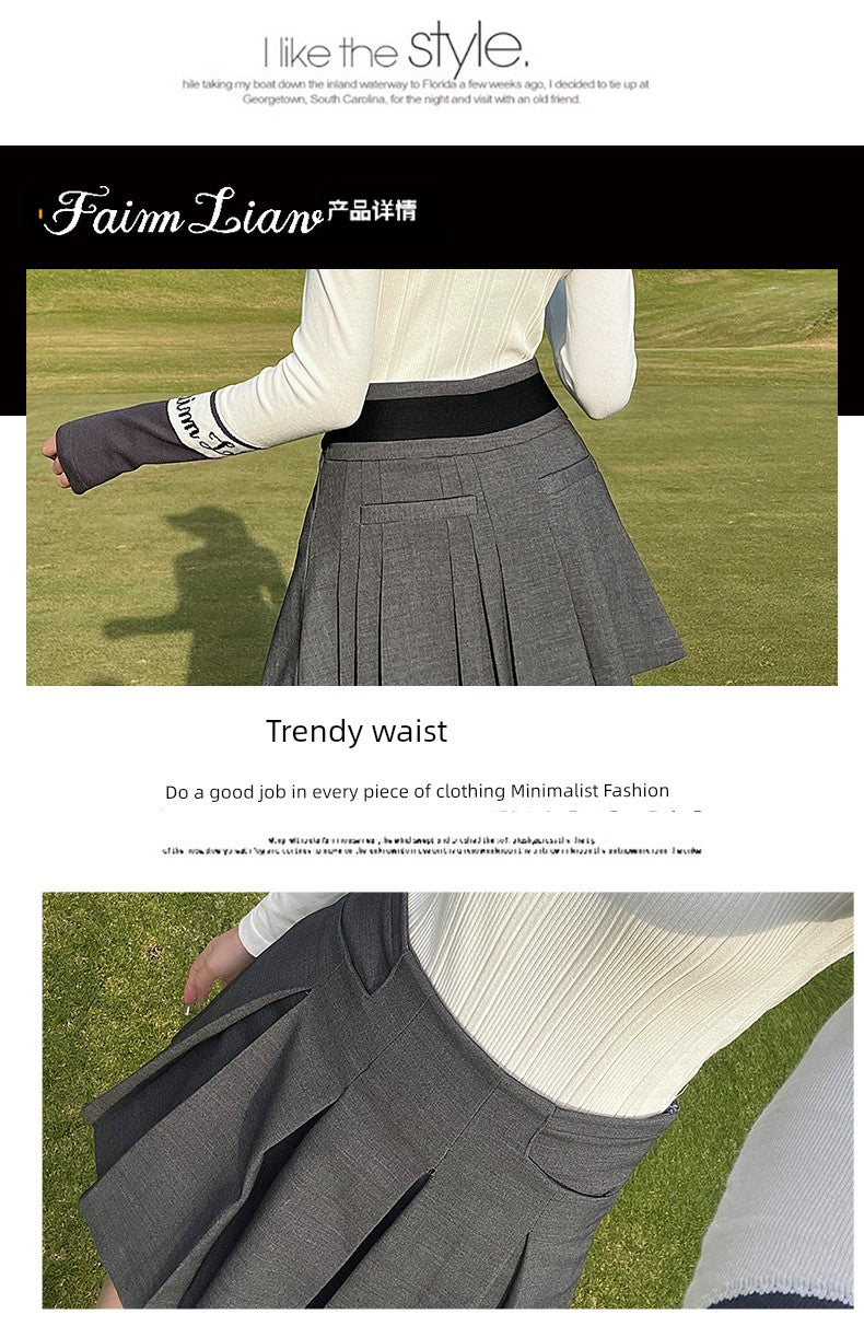 South Korea FL Golf Clothing Women's Suit Summer Autumn and Winter Long-Sleeved Shirt Pleated Skirt Silm Golf Women's Clothing