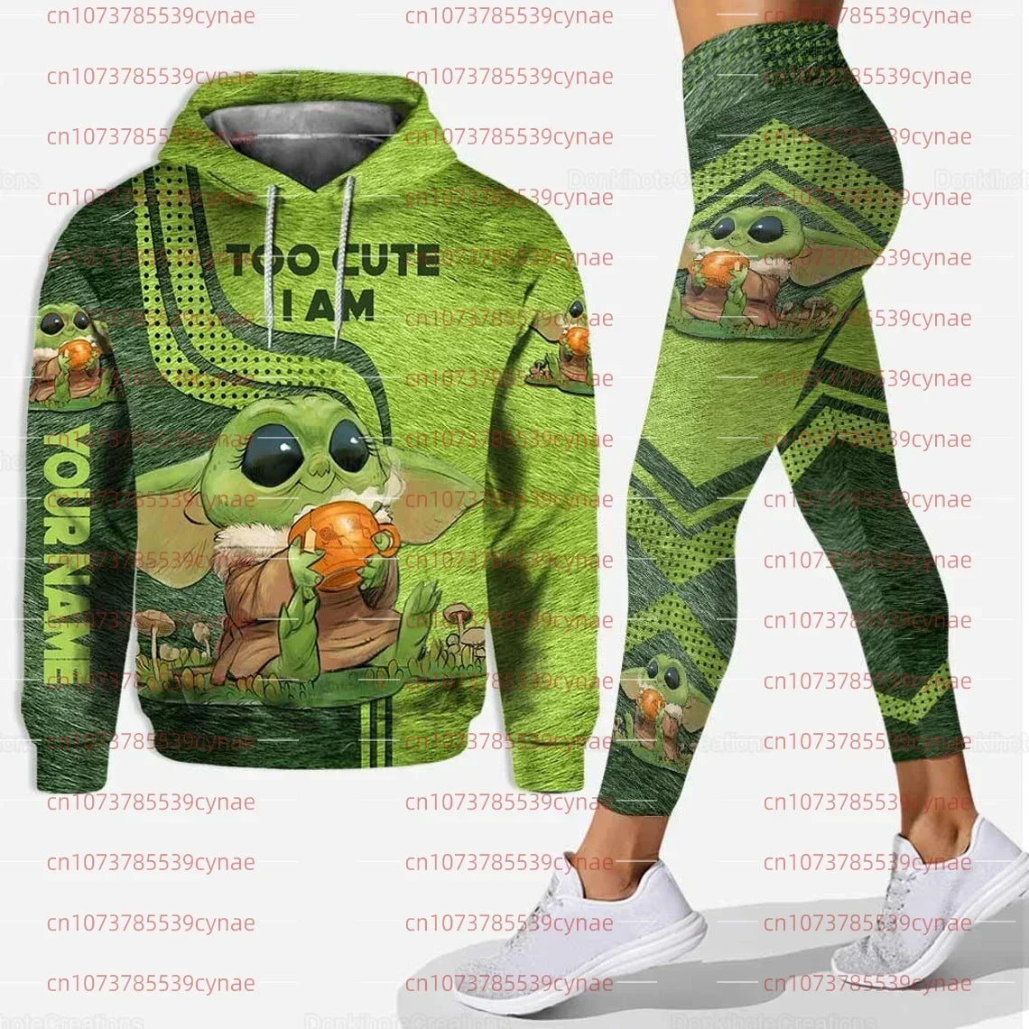 2024 New Disney Yoda Baby 3D Hoodie Women's Hoodie SuitYoda Baby Yoga Pants Sweatpants Fashion Sports Suit