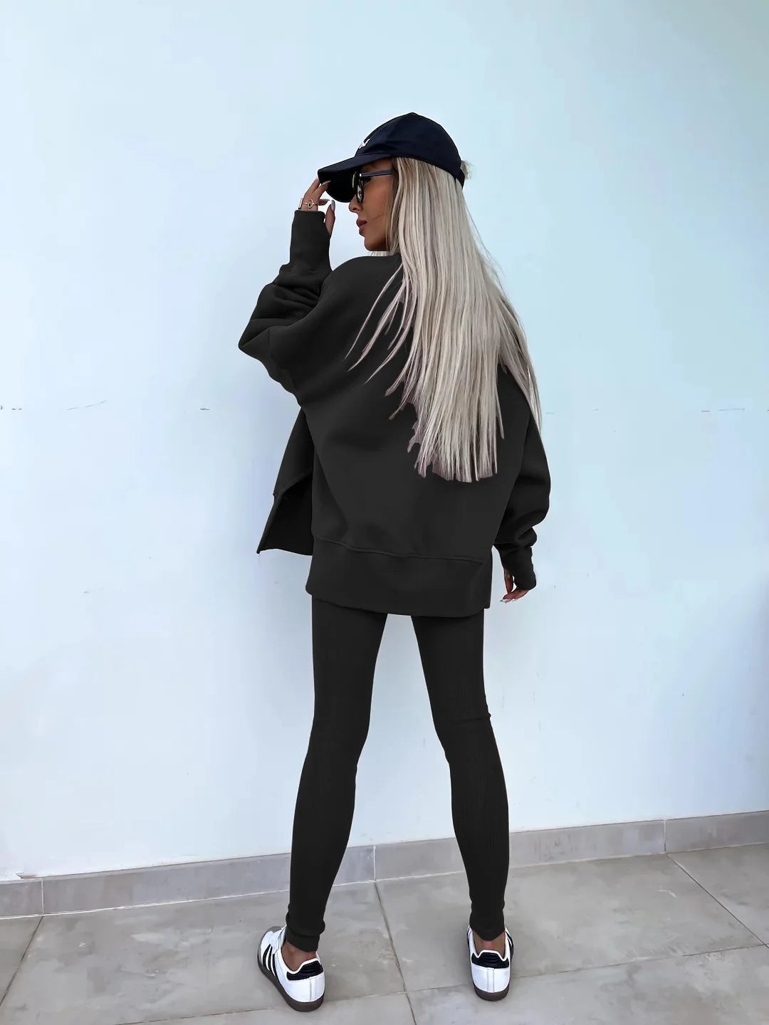 New in Women Tracksuit 2 Piece Sets Autumn Casual Oversized Sweatshirts Slit Fitness Slim High Waist Leggings Hoodie Set Female