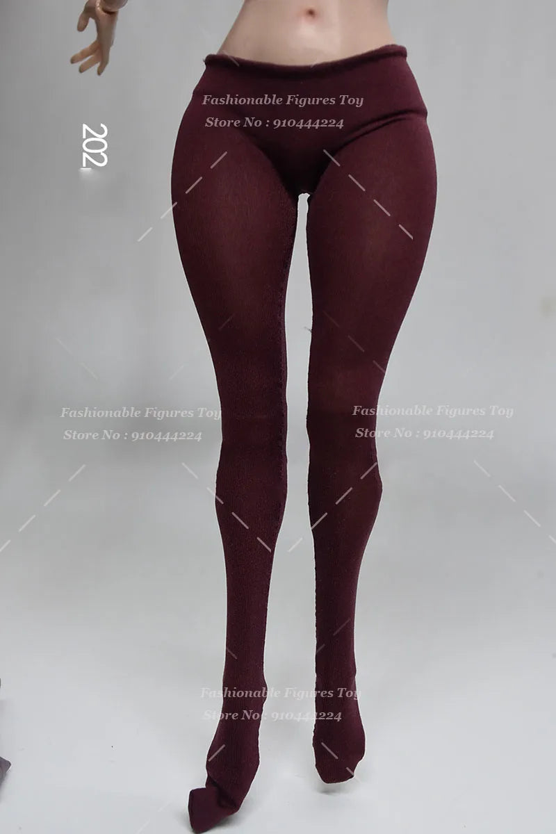 1/6 Women Soldier Ice Silk Pantyhose Slim Mid Waist Elastic Leggings Bottoming Trousers Fit 12Inch Action Figure Body Toys