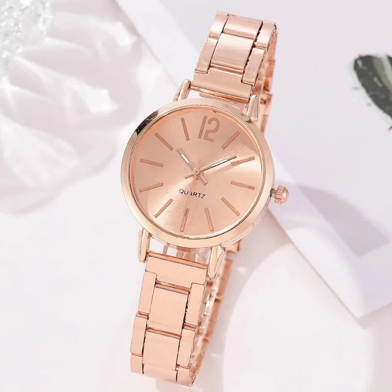 Ladies Fashion Simple Digital Alloy with Quartz Watch Bracelet 2pcs Set Luxury Women Simple Dial Ladies Watches Reloj Mujer