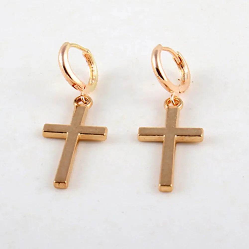 Beautiful Earrings  Exquisite Cross Shape Drop Earrings  Smooth Surface Cross Shape Earrings