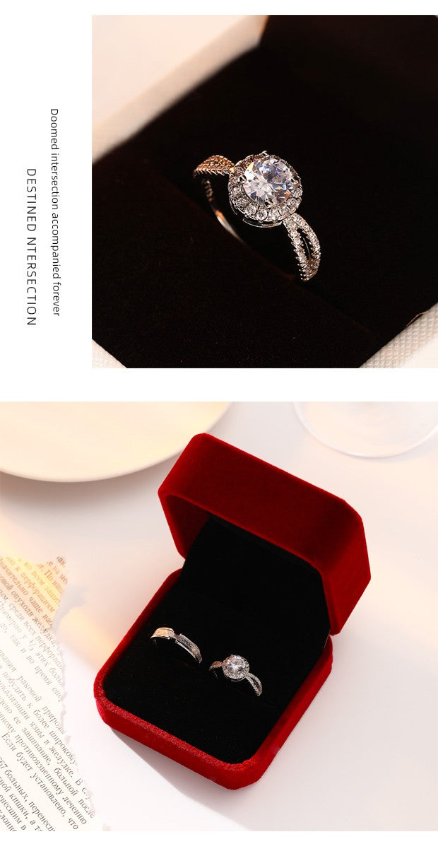 Wedding Artificial Moissanite Couple Big Diamond Ring