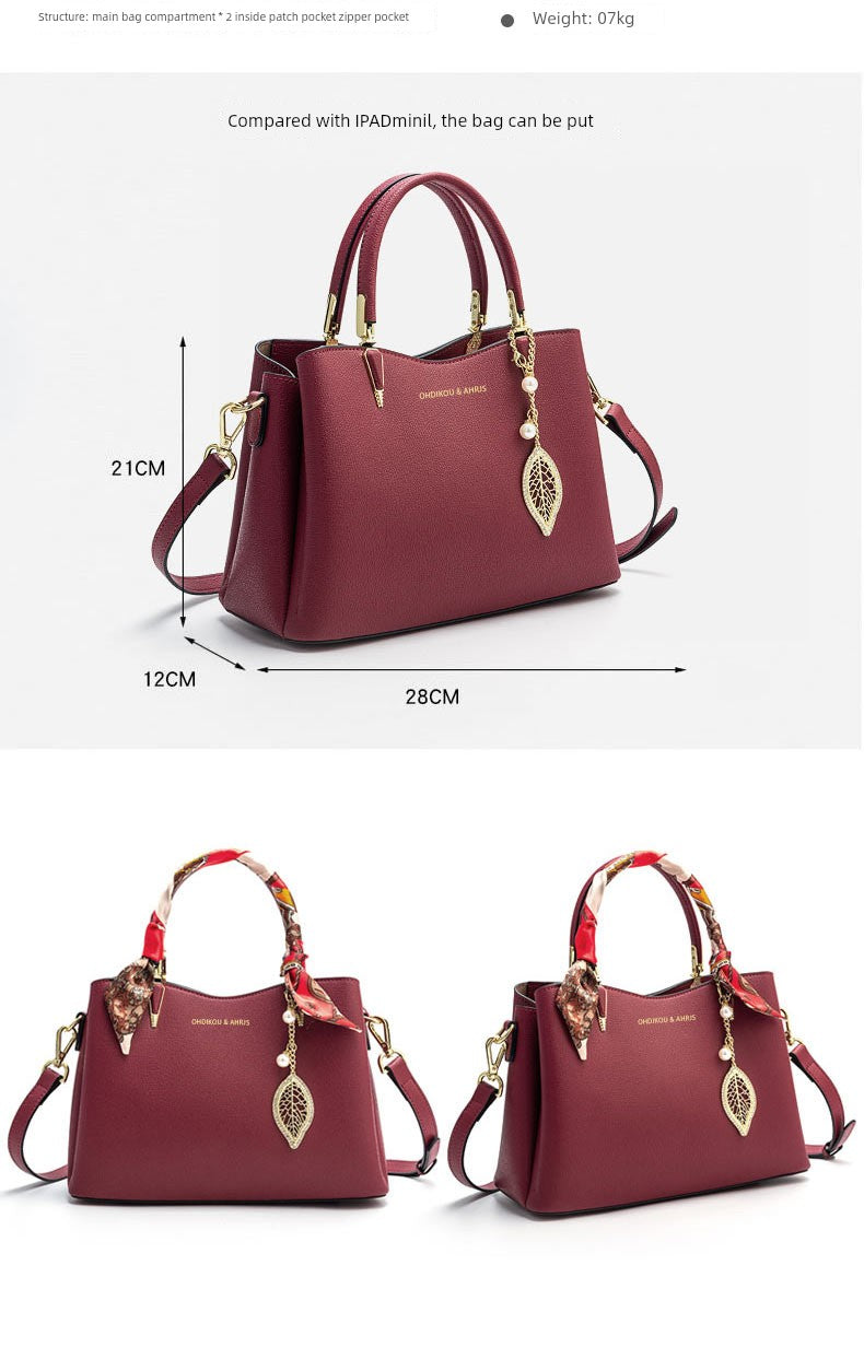 Hong Kong Genuine Leather Red Wedding Middle-Aged Women's Mom Bag