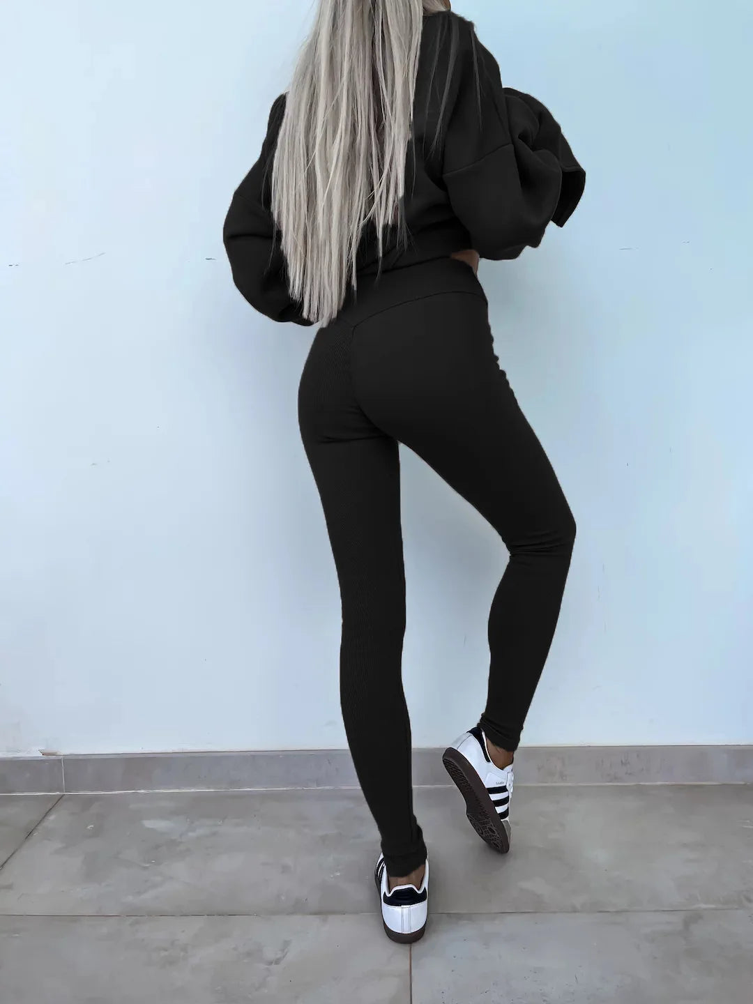 New in Women Tracksuit 2 Piece Sets Autumn Casual Oversized Sweatshirts Slit Fitness Slim High Waist Leggings Hoodie Set Female