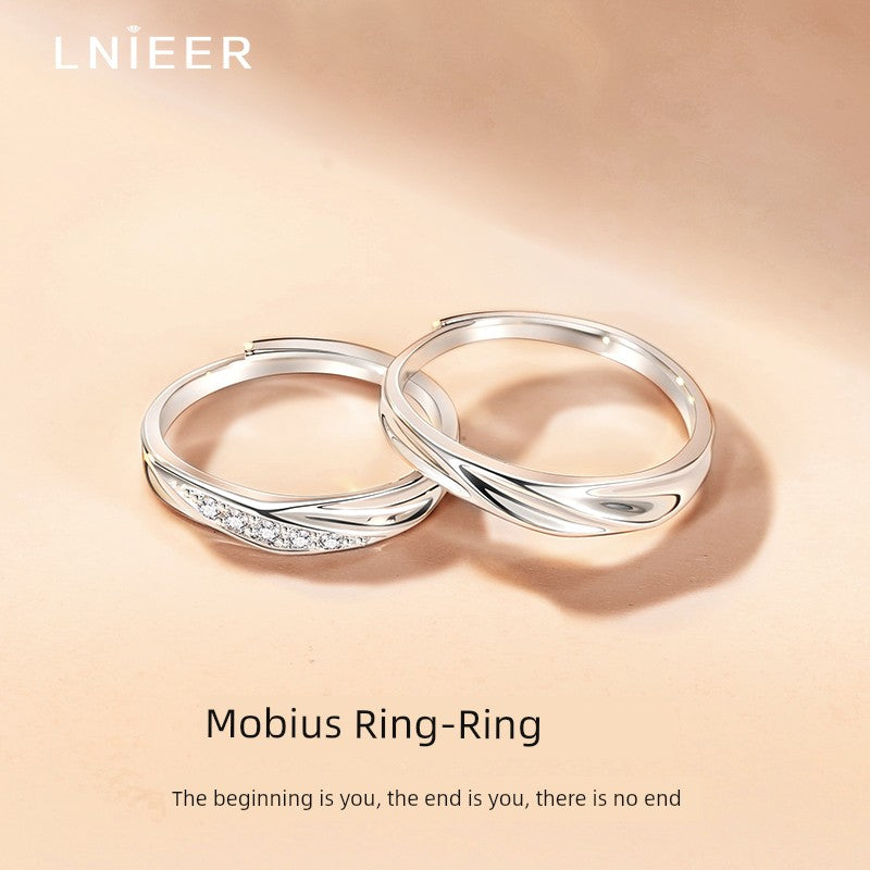 Mobius Sterling Silver Female Couple Rings Boyfriend 520 Gift