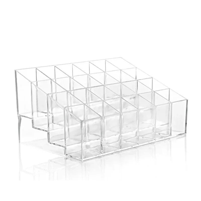 Lipstick Storage Box, Acrylic Makeup Organizer, Nail Polish Lipstick Display Rack, Cosmetics Organization Box, 24/6 Compartments