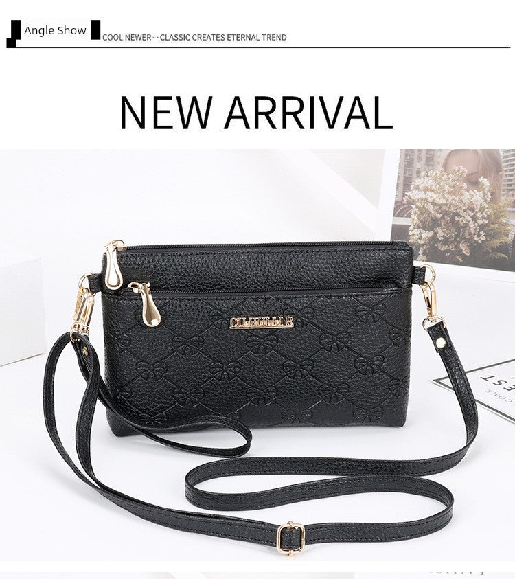 Women's Bag New Shoulder Bag Soft Leather Phone Bag Fashion Crossbody Bag Women's Simple Clutch K-style Women's Small Square Bag