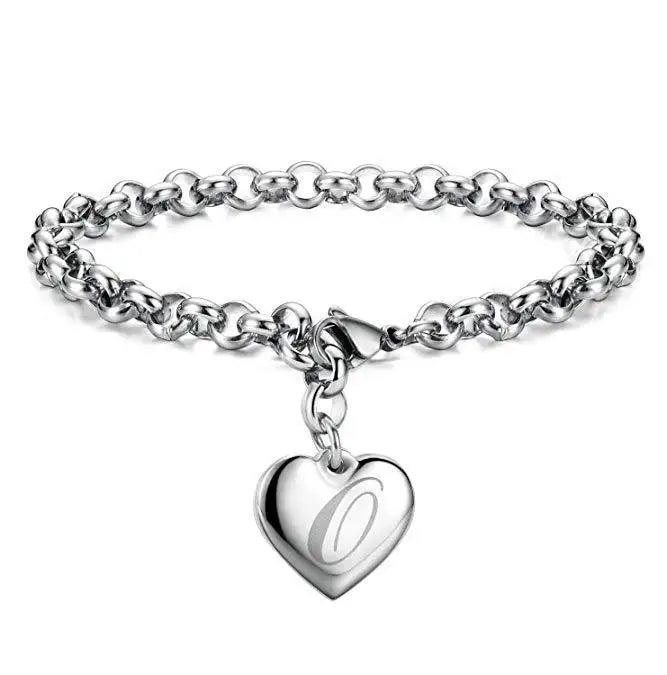 Fine 925 Sterling silver Noble Heart 26 Letteres chain Bracelets for women men Fashion party wedding Accessories Jewelry gifts