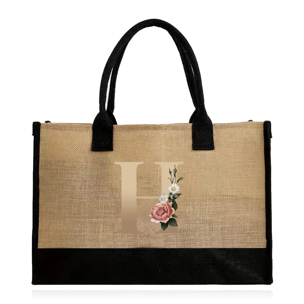 letter H canvas tote bag