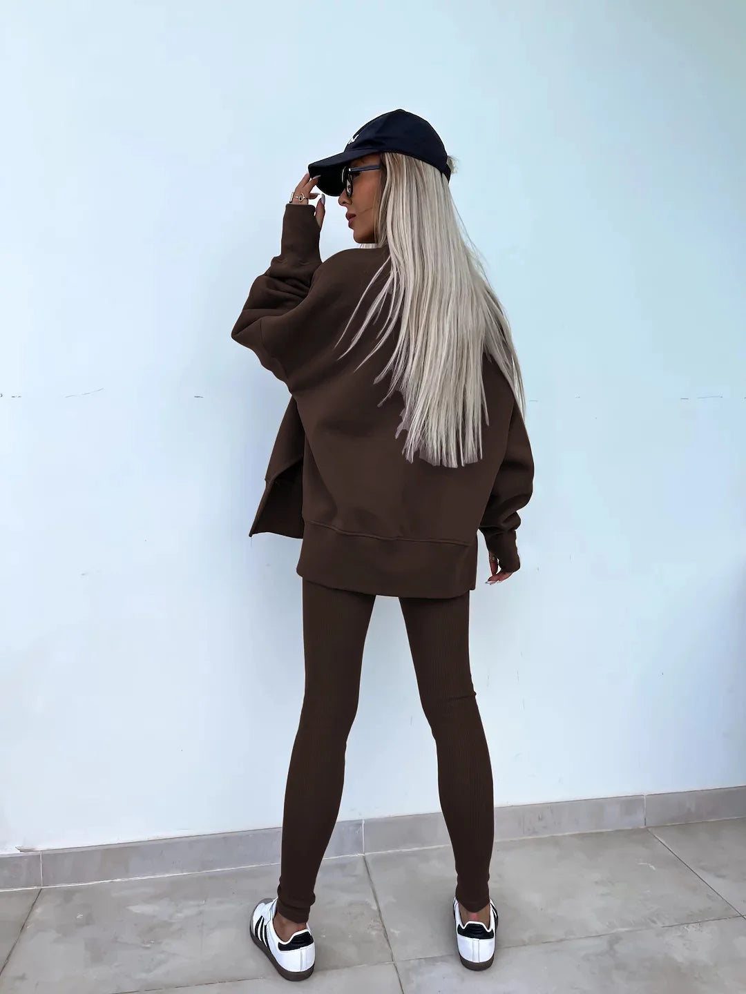 New in Women Tracksuit 2 Piece Sets Autumn Casual Oversized Sweatshirts Slit Fitness Slim High Waist Leggings Hoodie Set Female