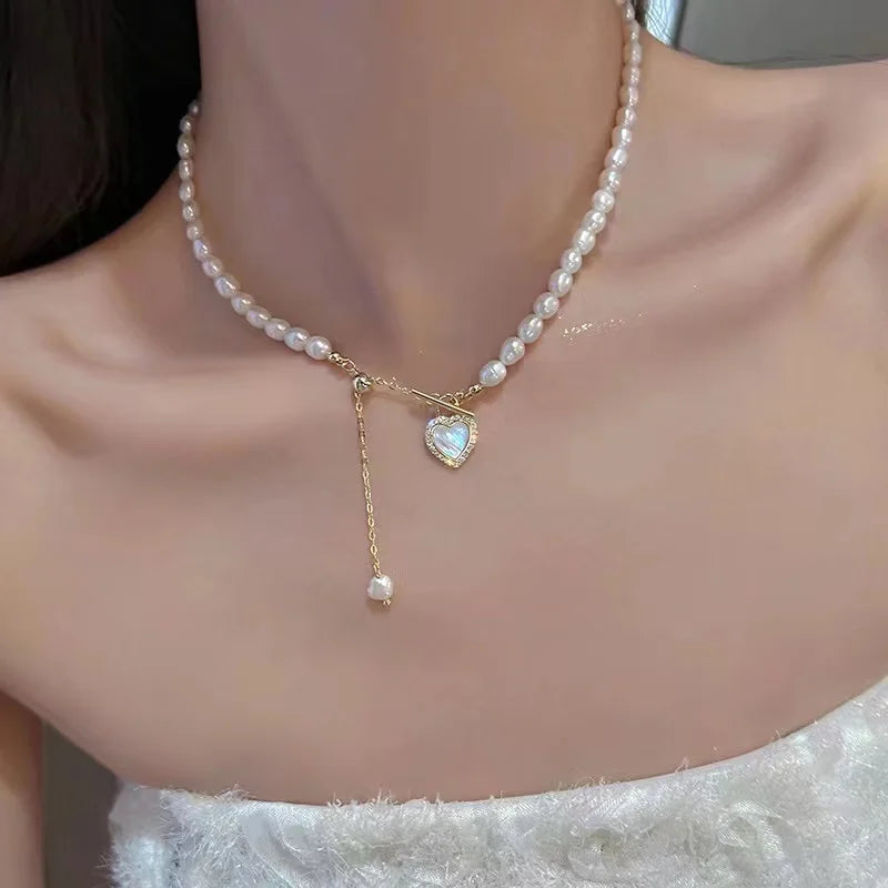 French Short Clavicle Chain New Flower Fairy Light Luxury Minority Design Temperament Pearl Tassel NecklaceTrendy Girl Gifts