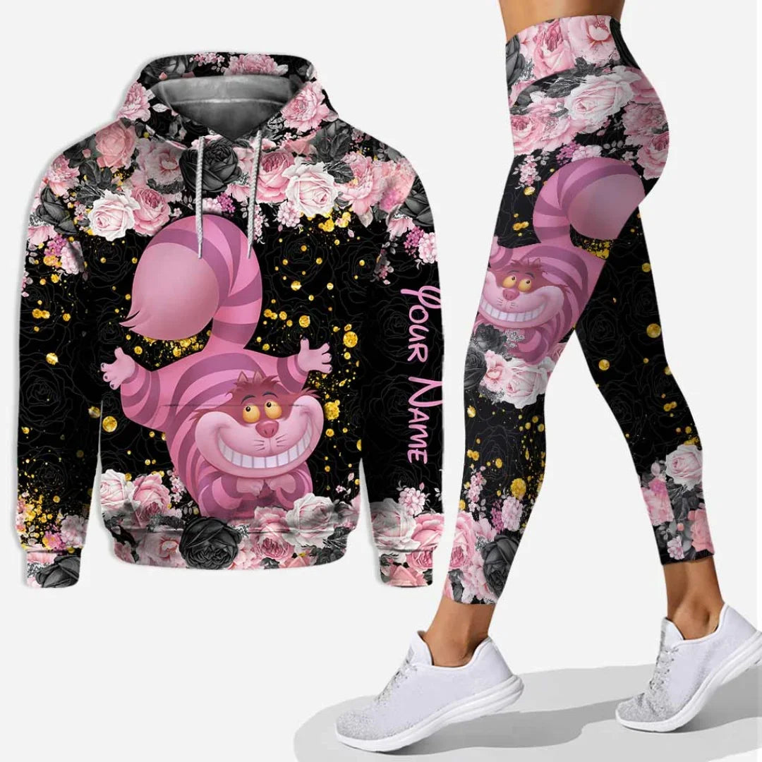 Disney Cheshire Cat 3D Hoodie Women's Hoodie Set Yoga Pants Sweatpants Women's Disney Yoga Hoodie Leggings Fashion Tracksuit