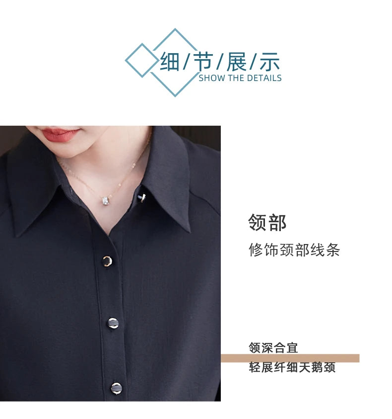 AIyssa-Women's Mid-Sleeve Shirt, Professional Fashion, Elegant Temperament, Spring and Summer, New, 2024