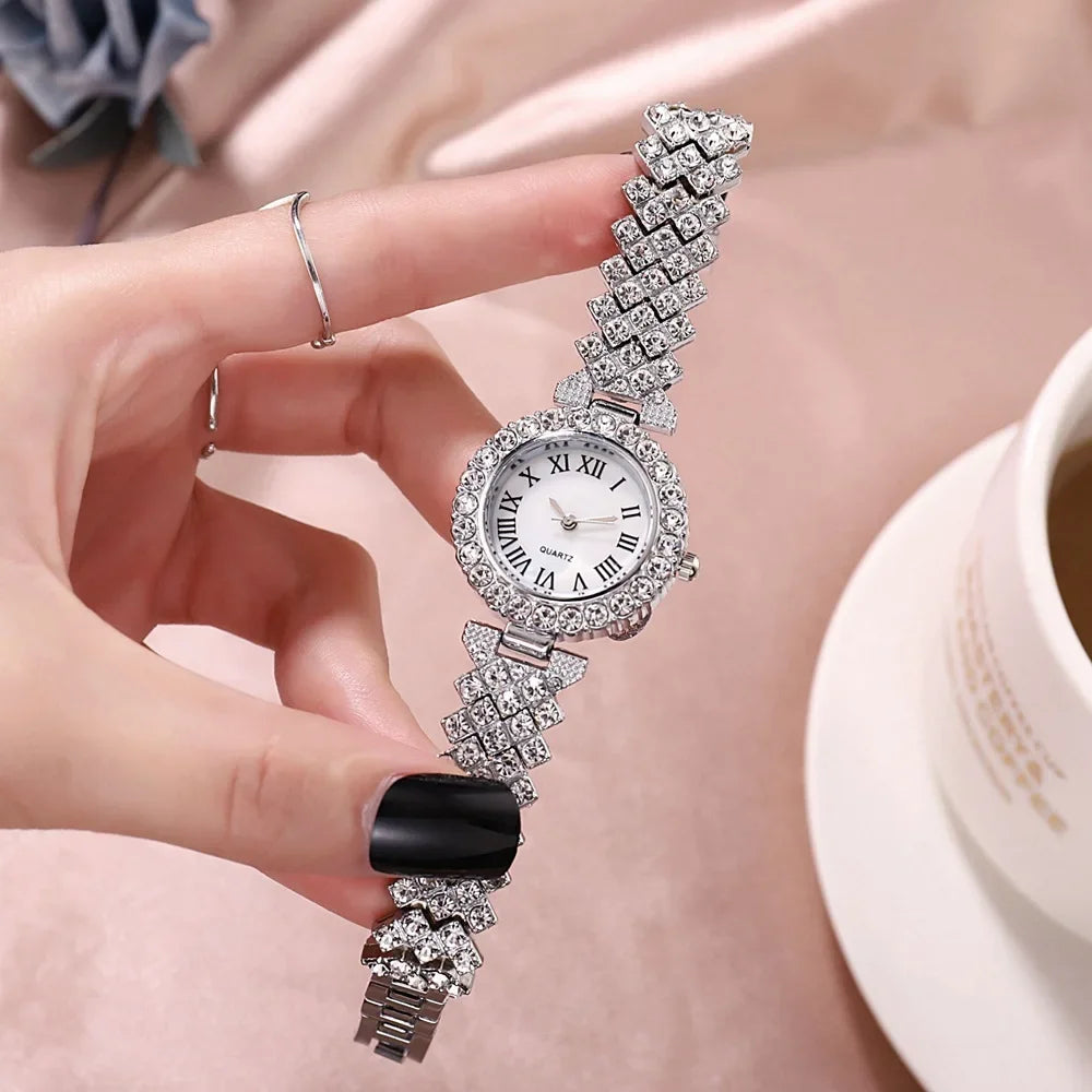 New Watches Set Luxury Rhinestone Women Fashion Elegant Wristwatch Quartz Watch for Girl Ladies Clock Relogio Feminino