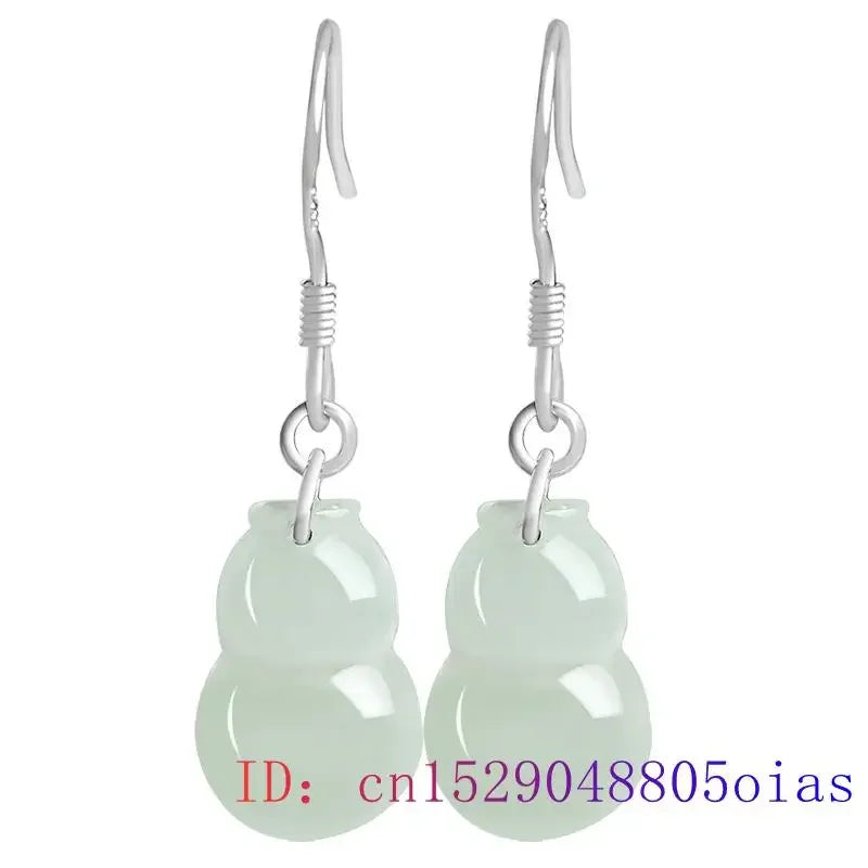 Burmese Jade Gourd Earrings White Real Jewelry Certificate Luxury Women Gemstone Amulets 925 Silver Charm Amulet Natural