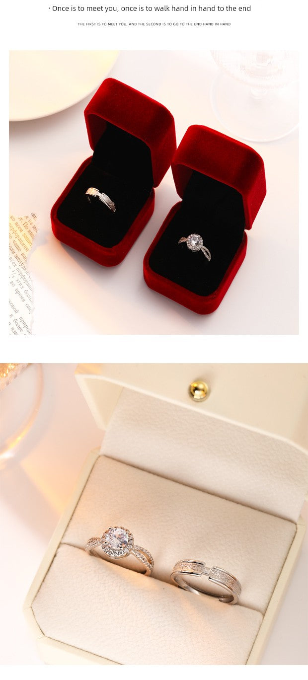 Wedding Artificial Moissanite Couple Big Diamond Ring