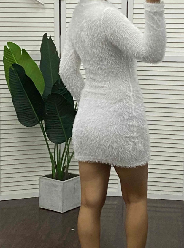 Summer Women's Dress 2023 New Fashion Long Sleeve Teddy Bodycon Casual Mini Skinny Dress Elegant Chic Sexy Spicy Girl Y2K