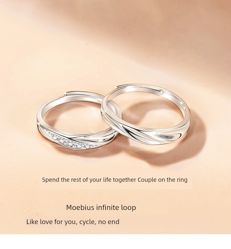 Mobius Sterling Silver Female Couple Rings Boyfriend 520 Gift