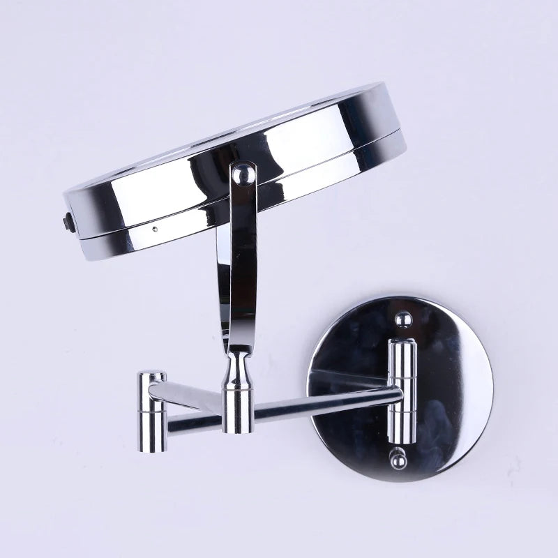 Wall Mounted Folding Arm Extend Bathroom Mirror With LED Light 10X Magnification Double Side Touch Dimming Makeup Mirrors