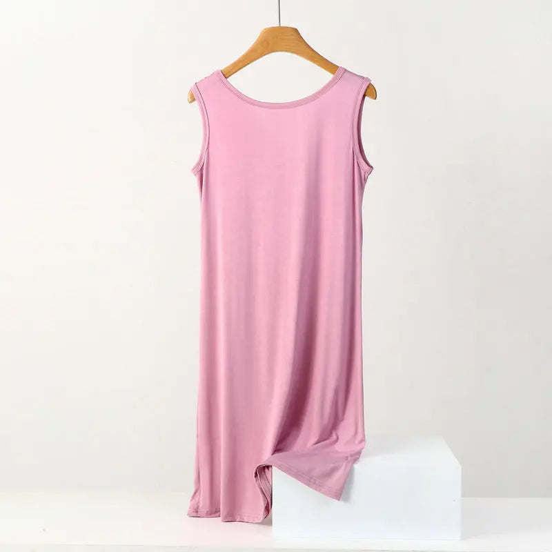 Summer Modal Sleeveless Dress Solid color Tank dress Large size 8XL Mid-Length Bottoming Cami dresses All match