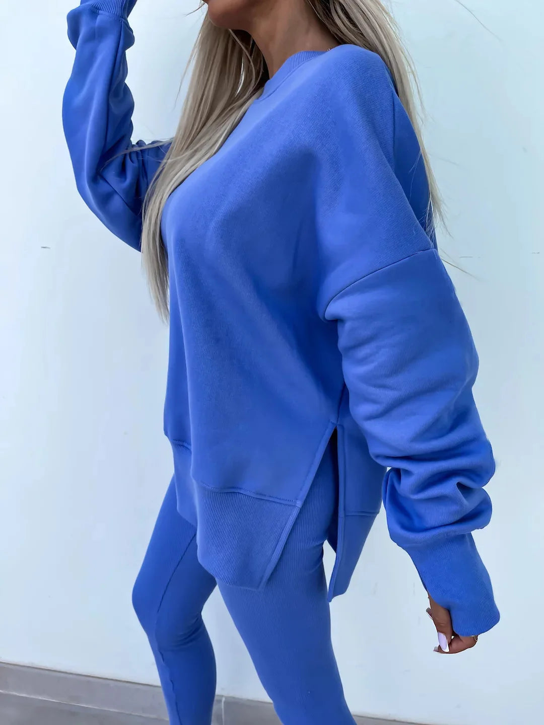 New in Women Tracksuit 2 Piece Sets Autumn Casual Oversized Sweatshirts Slit Fitness Slim High Waist Leggings Hoodie Set Female