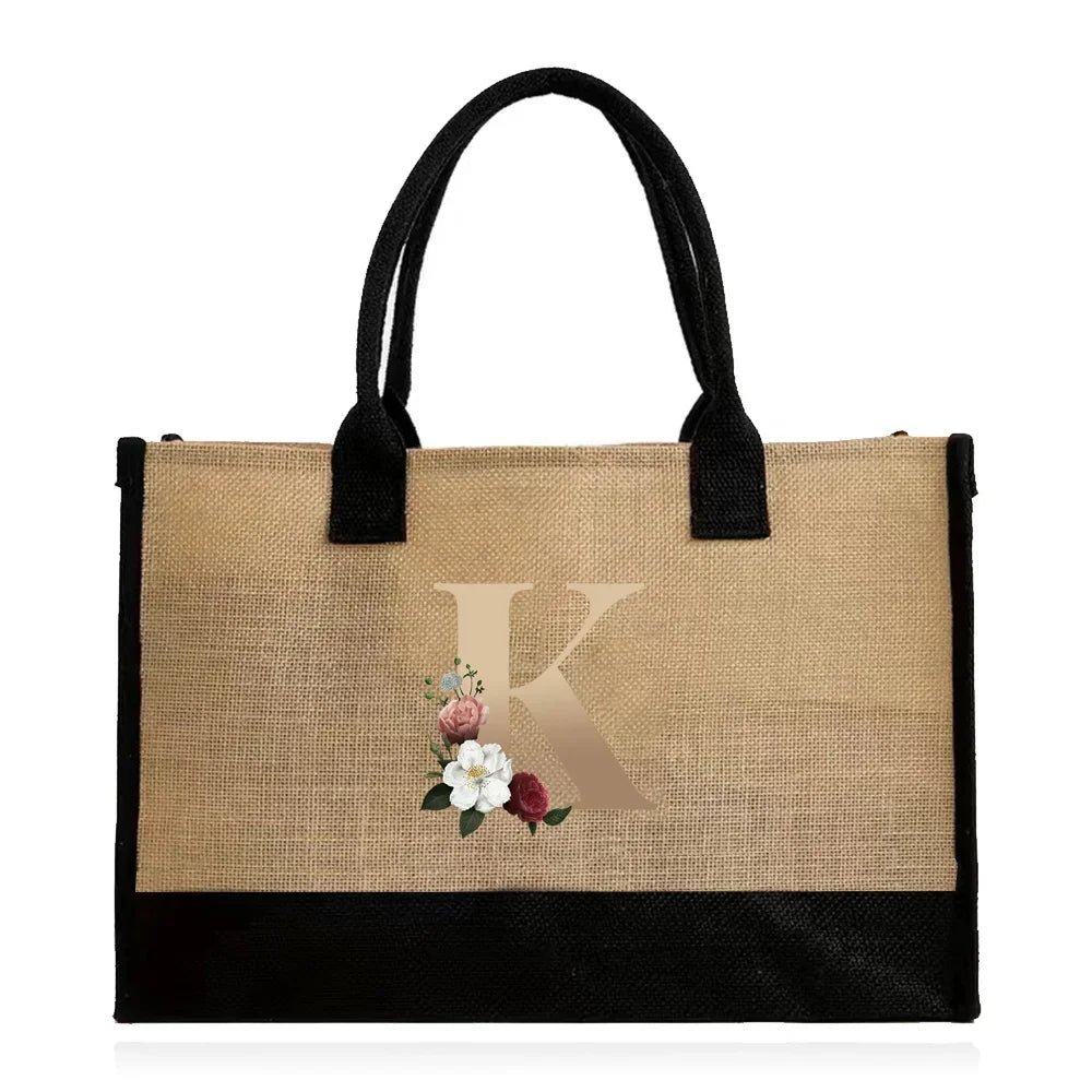 letter k canvas tote bag