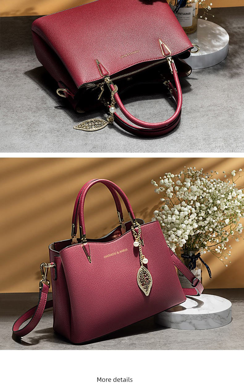 Hong Kong Genuine Leather Red Wedding Middle-Aged Women's Mom Bag