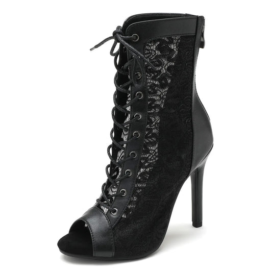 2024 New Sexy Party Peep Toe Boot Stilettos Jazz Dance Ballroom Suede Sole Customizable For Latin Dancing Booties Plus Size