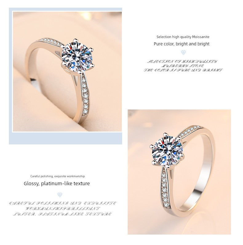 Genuine Goods D Color Moissanite Ring Diamond 1 Karat Diamond Ring Couple Couple Rings Men and Women's One Pair Proposal Wedding Gift for Girlfriend