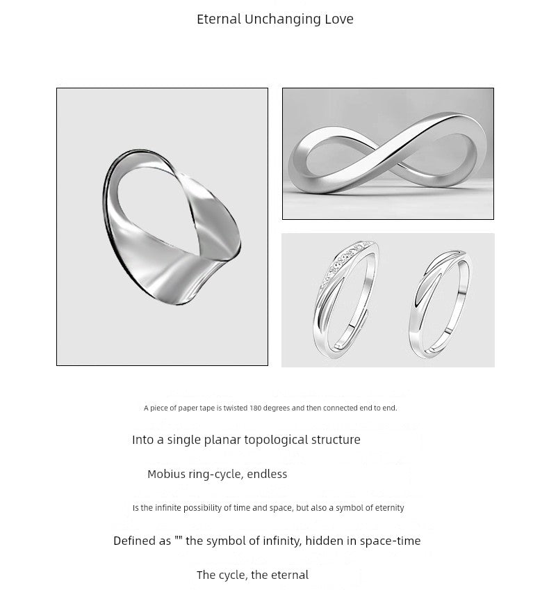 Mobius Sterling Silver Female Couple Rings Boyfriend 520 Gift