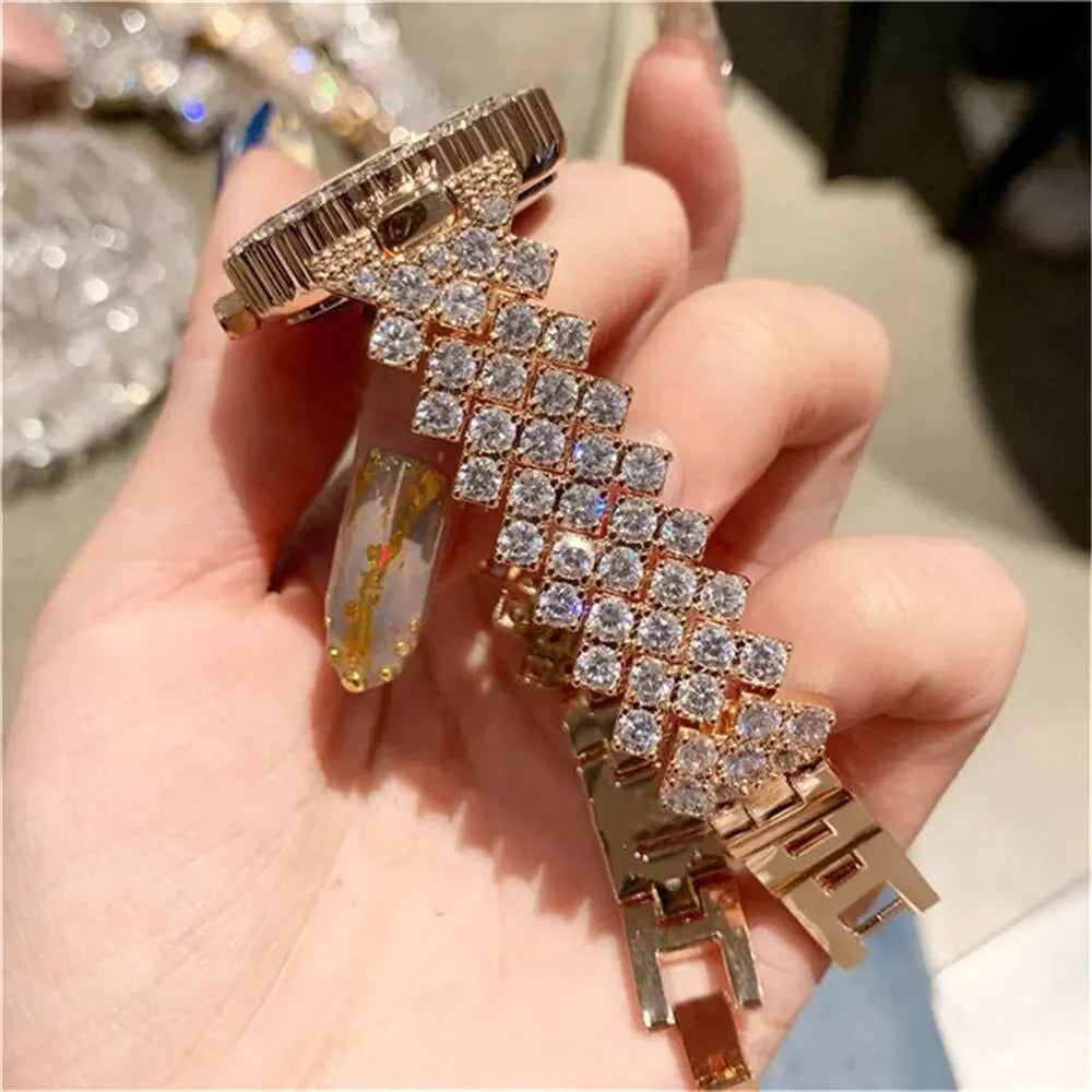 New Watches Set Luxury Rhinestone Women Fashion Elegant Wristwatch Quartz Watch for Girl Ladies Clock Relogio Feminino