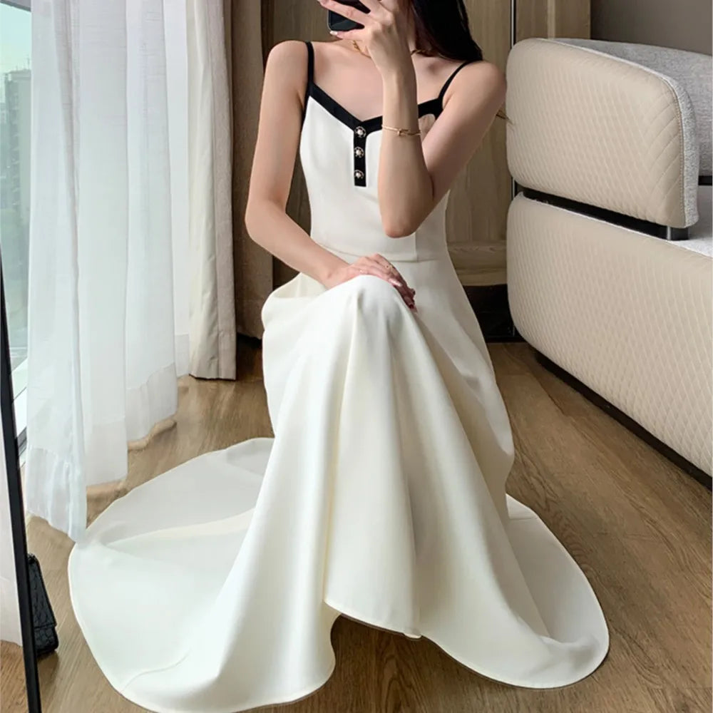 Women Short Coat A-Line Midi Camisole Dresses Spring Elegant 2-Piece Dress Set for Lady Slim Korean New Fashion Female Suit