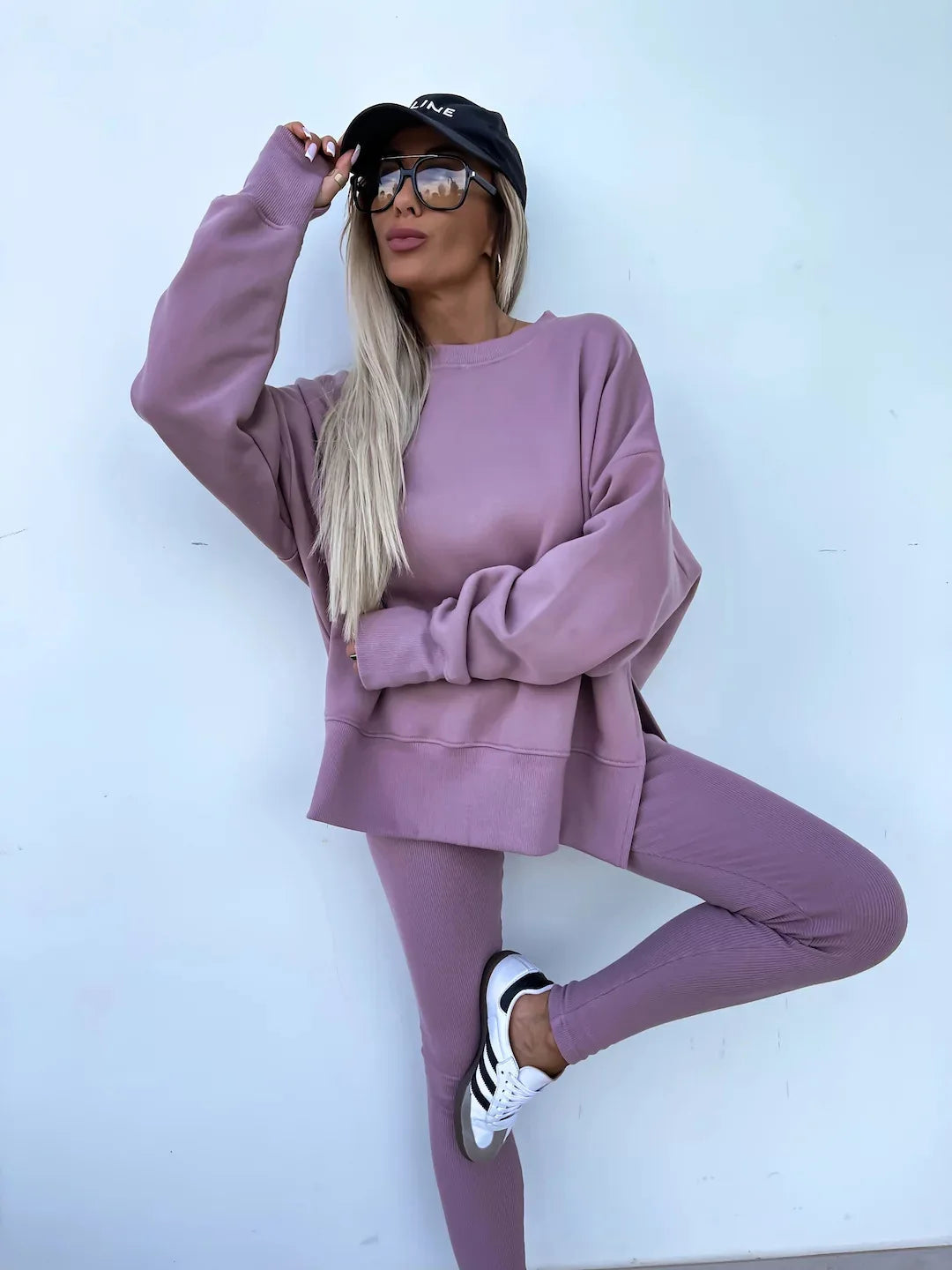 New in Women Tracksuit 2 Piece Sets Autumn Casual Oversized Sweatshirts Slit Fitness Slim High Waist Leggings Hoodie Set Female