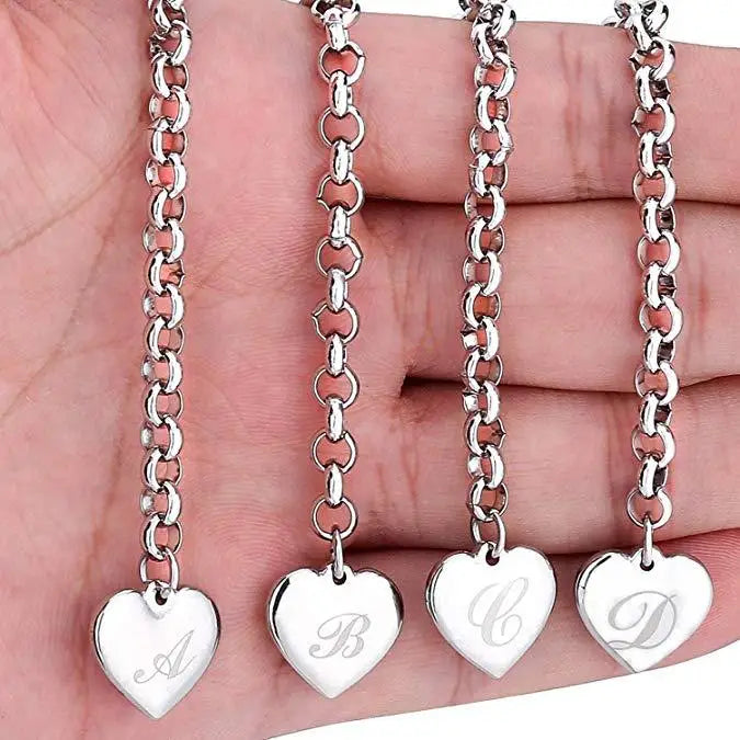 Fine 925 Sterling silver Noble Heart 26 Letteres chain Bracelets for women men Fashion party wedding Accessories Jewelry gifts