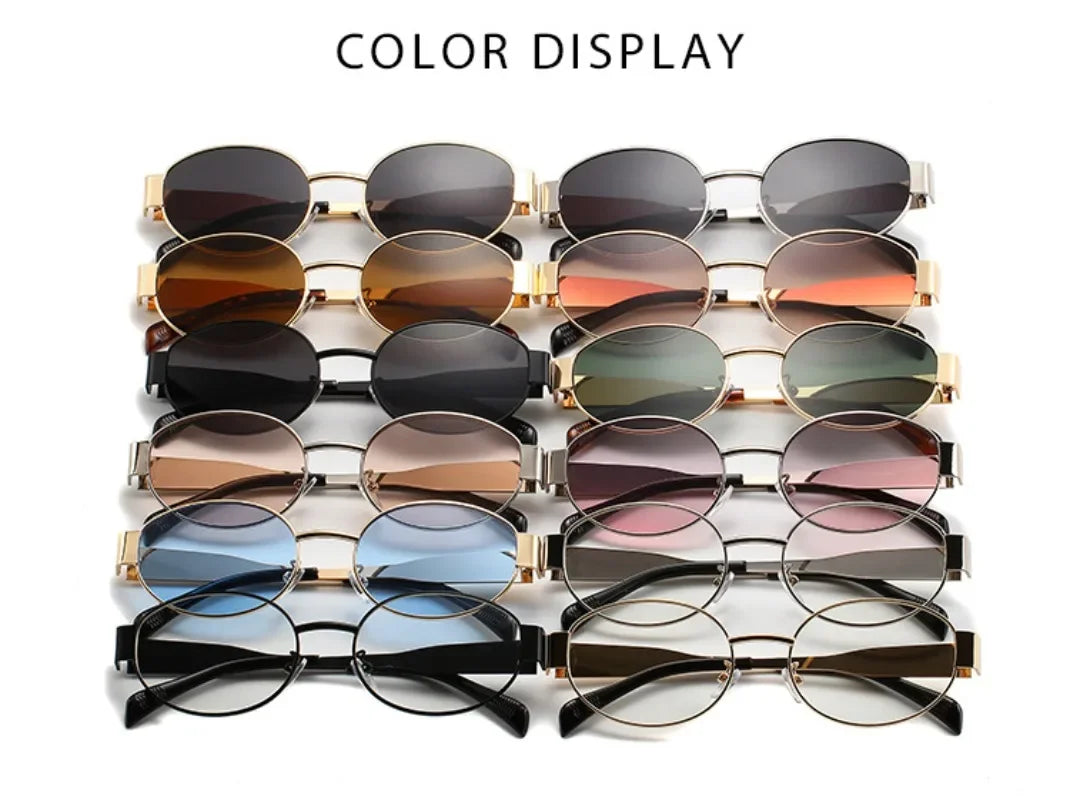 Womens Vintage Gucci Sunglasses 2024 New Oval Sunglasses High Quality Men and Woman Small Round Metal Fashion Sun glasses