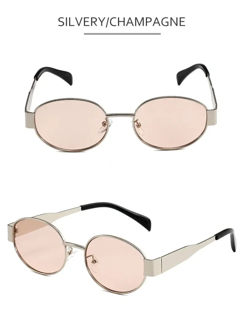 High Quality Men Woman Small Round Metal Fashion Sunglasses 2024 New Oval Sunglasses Womens Vintage Gucci Sun Glasses gafas