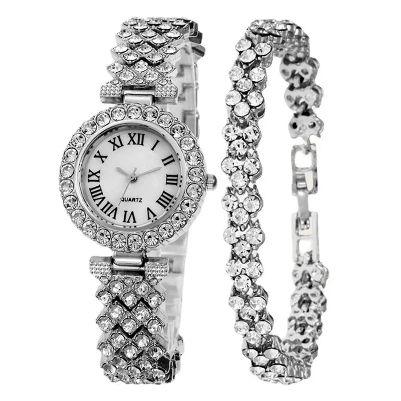 New Watches Set Luxury Rhinestone Women Fashion Elegant Wristwatch Quartz Watch for Girl Ladies Clock Relogio Feminino